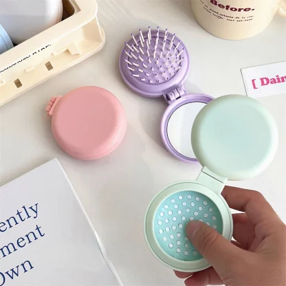 Pocket Size Hair Brush with Mirror - Image 8