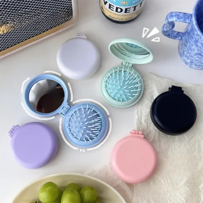 Pocket Size Hair Brush with Mirror - Image 3