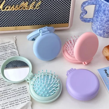 Pocket Size Hair Brush with Mirror - Image 10