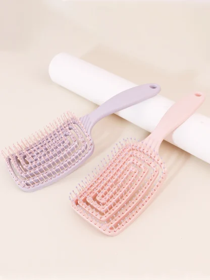 Solid Color Hair Brush with Hollow Out Design - Image 5