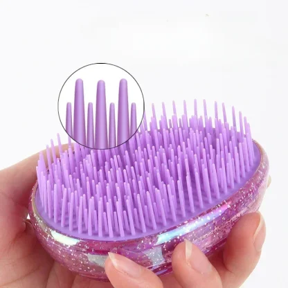 Mini Detangling Hair Brush with Shiny Design - Image 3