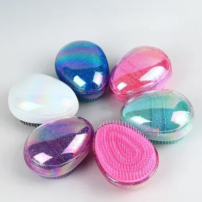 Mini Detangling Hair Brush with Shiny Design - Image 2