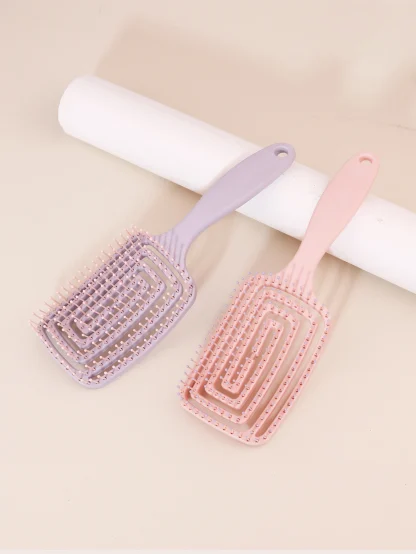 Solid Color Hair Brush with Hollow Out Design - Image 2