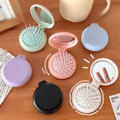 Pocket Size Hair Brush with Mirror - Image 4
