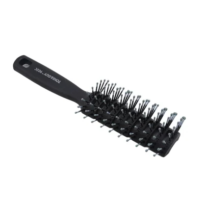 Ribbed Black Hair Brush for Fluffy Hair
