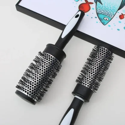 Black Cylinder Styling Hair Brushes - Image 2