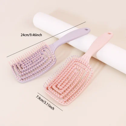 Solid Color Hair Brush with Hollow Out Design - Image 4