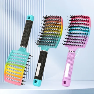 Colorful Vented Hair Brush with Curved Design