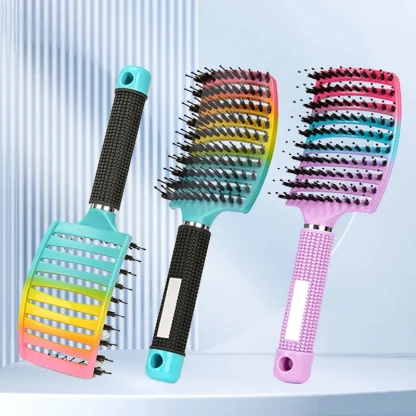 Colorful Vented Hair Brush with Curved Design