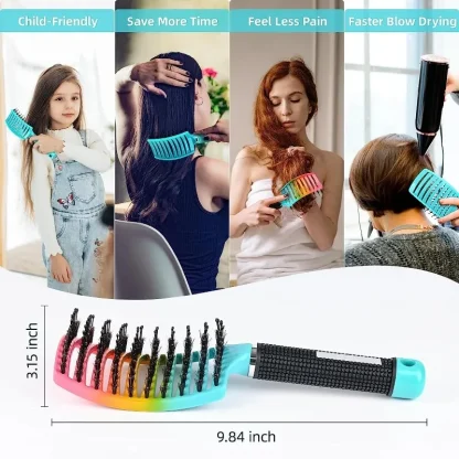 Colorful Vented Hair Brush with Curved Design - Image 2