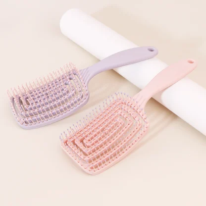 Solid Color Hair Brush with Hollow Out Design